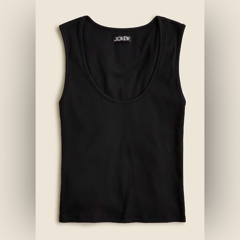 J.Crew Cropped fine rib scoopneck tank top in black